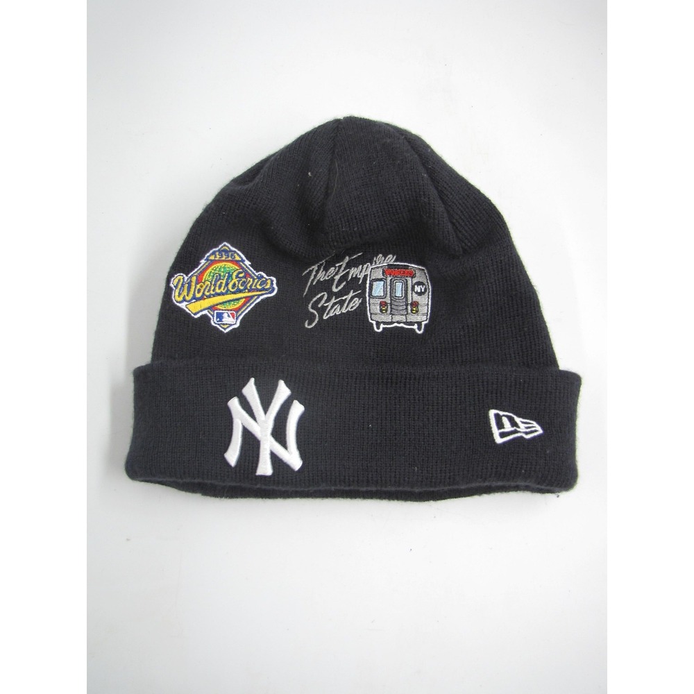 New York Yankees Hat Beanie Mens One Size Black MLB World Series New Era